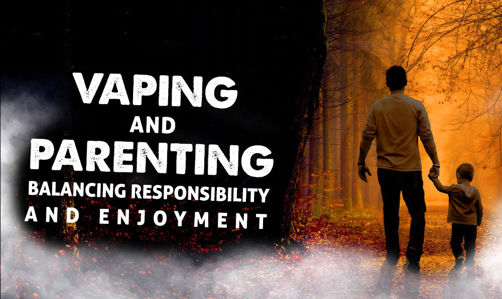 Vaping and Parenting: Balancing Responsibility and Enjoyment with a father and son holding hands walking through the forest