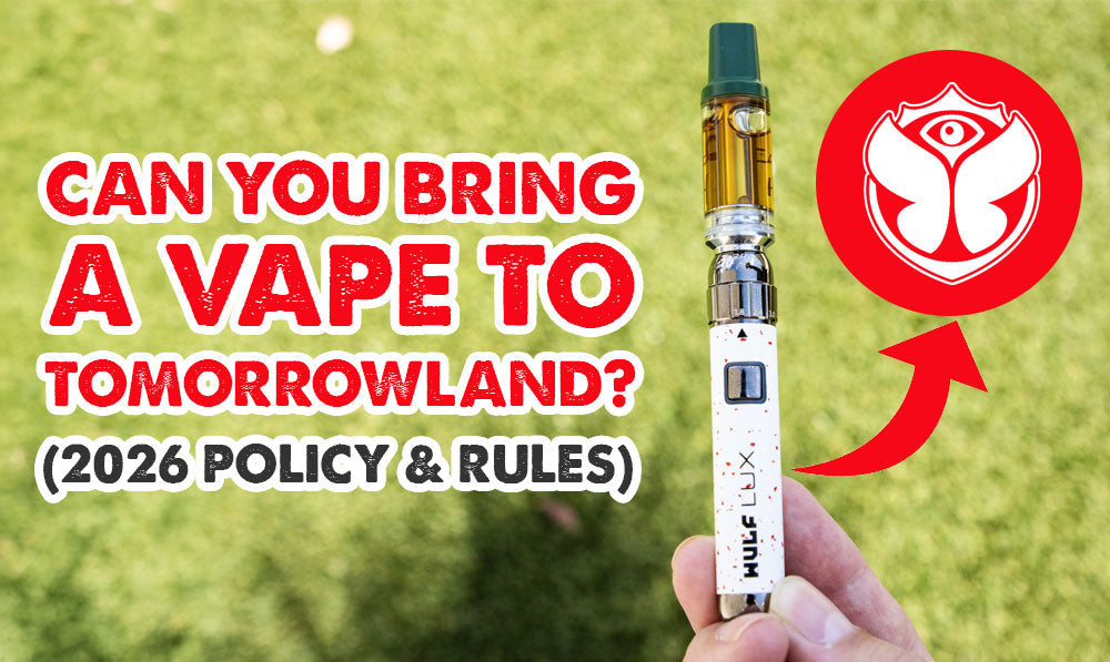 Wulf Mods vaporizer with Tomorrowland logo with blog text