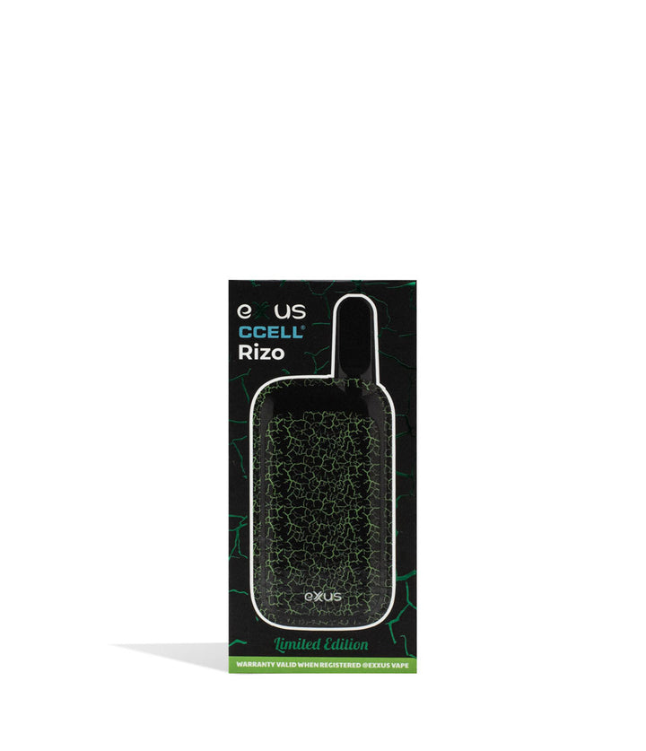 Black Green Crackle packaging Exxus Vape Rizo Cartridge Vaporizer on White Background