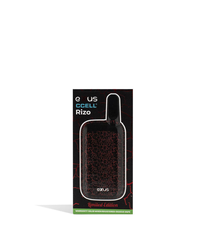 Black Red Crackle packaging Exxus Vape Rizo Cartridge Vaporizer on White Background