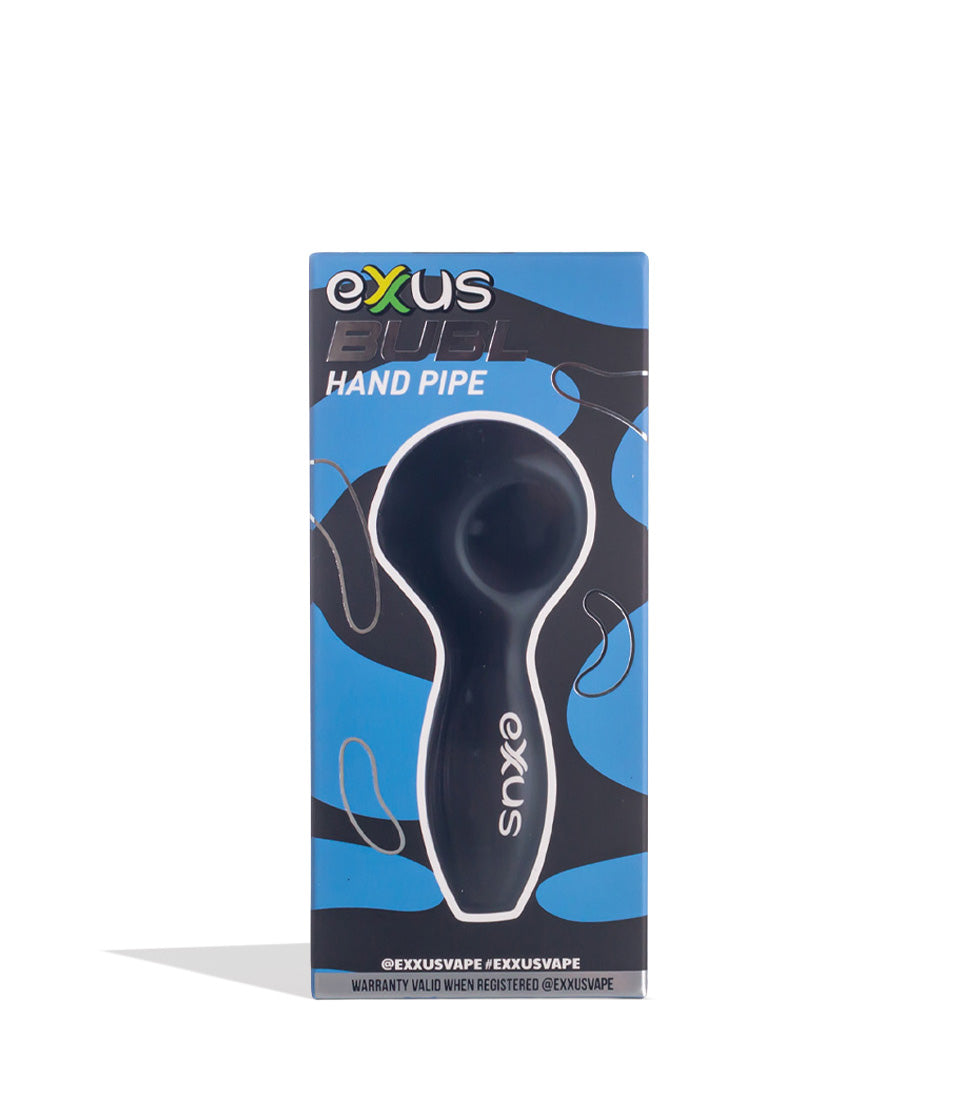 Black Exxus Vape BUBL Hand Pipe Packaging Front View on White Background