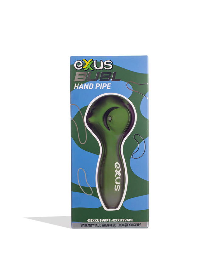 Green Exxus Vape BUBL Hand Pipe Packaging Front View on White Background