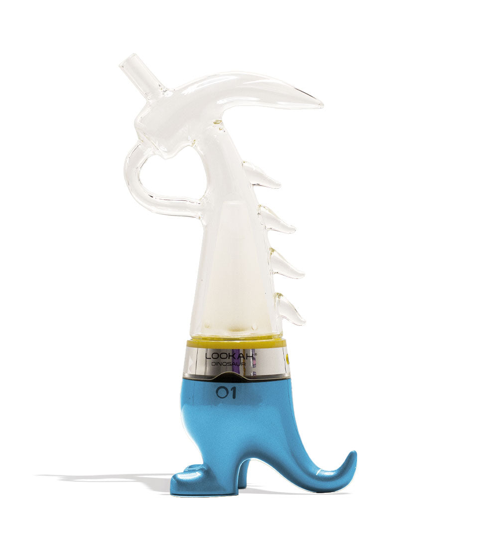 Blue Lookah Dinosaur Electronic Dab Rig Front View on White Background