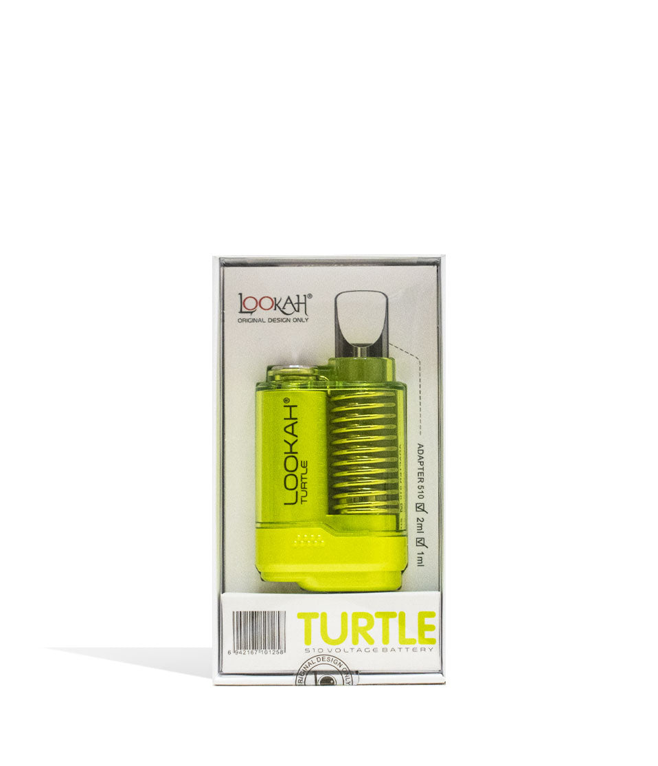 Neon Green Lookah Turtle 2g Cartridge Vaporizer Packaging Front View on White Background