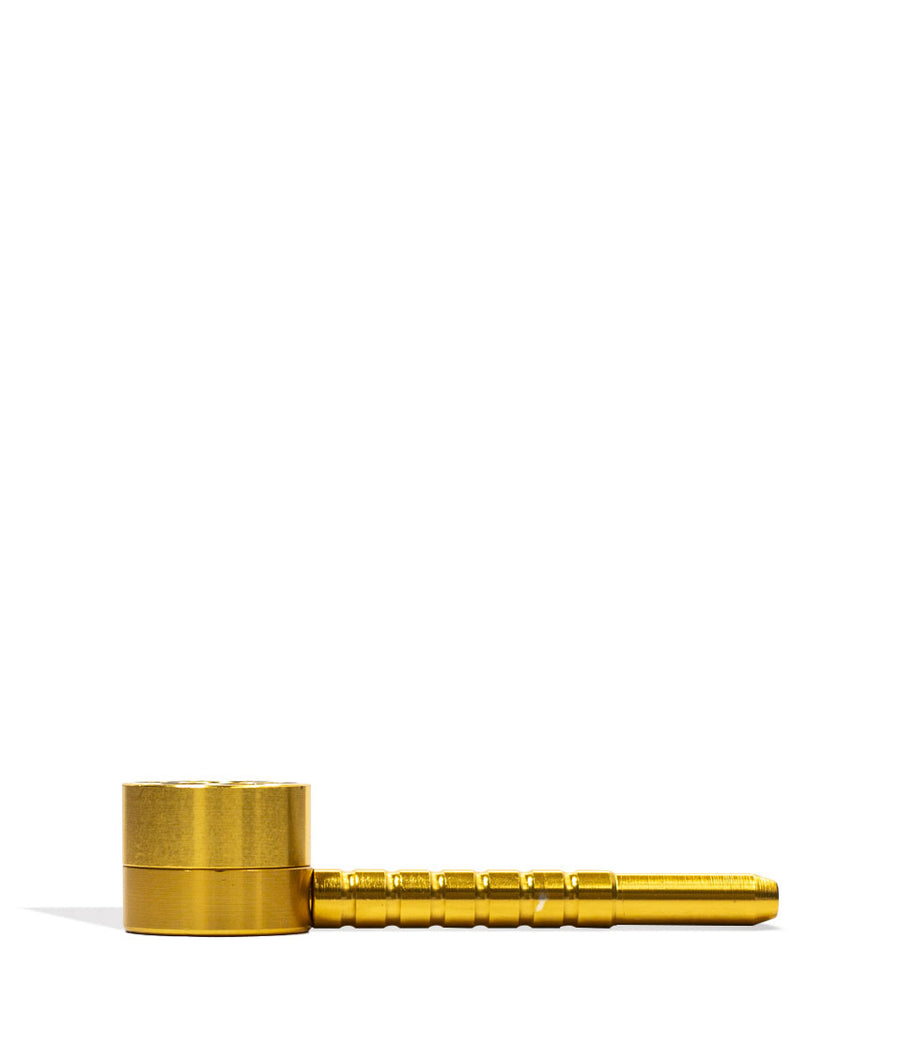 Gold Six Shooter Metal Pipe Front View on White Background