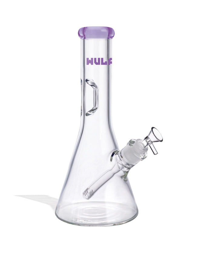 Purple  Wulf Mods 7mm 12inch Beaker Water Pipe Front View on White Background