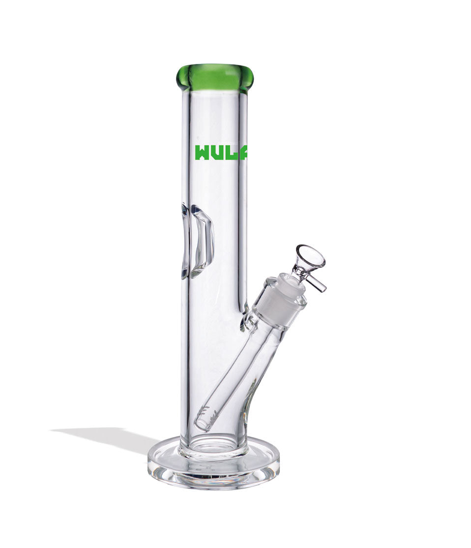 Green Wulf Mods 7mm 12inch Straight Water Pipe Front View on White Background