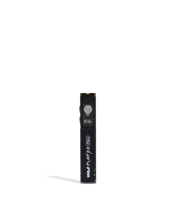 Black White Spatter Wulf Mods Flat Mini 2.0 Variable Voltage Battery Front View on White Background