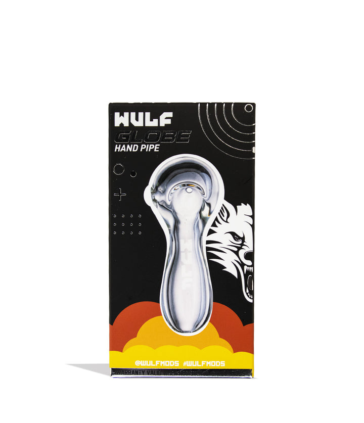 Clear Wulf Mods Globe Hand Pipe Packaging Front View on White Background