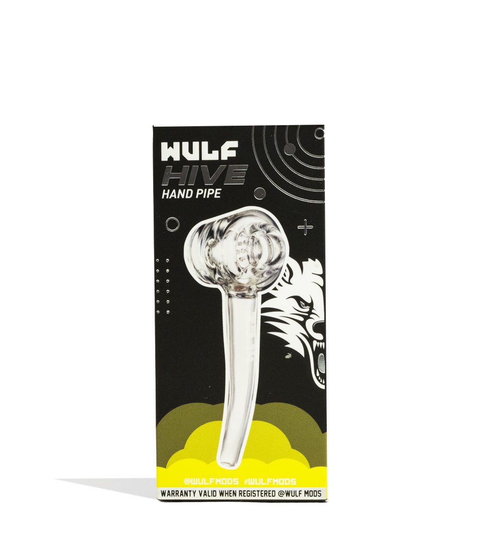 Clear Wulf Mods Hive Hand Pipe packaging on white background