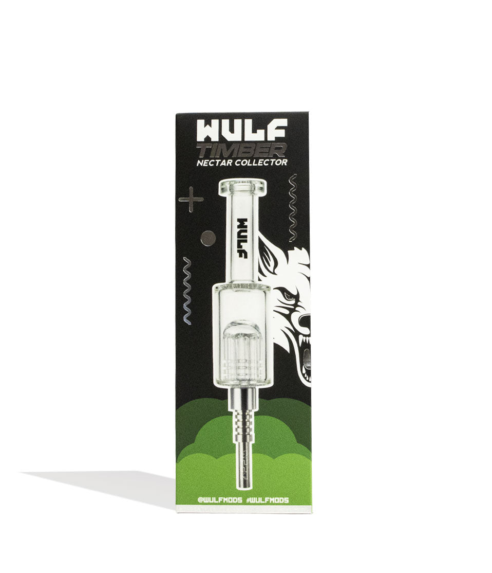 Clear Wulf Mods Timber Water Filtered Nectar Collector Packaging Front View on White Background