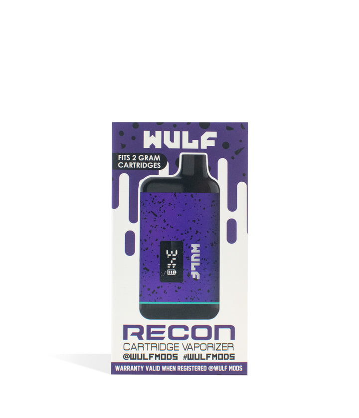 Purple Black Spatter Wulf Mods Recon Cartridge Vaporizer single pack on white background