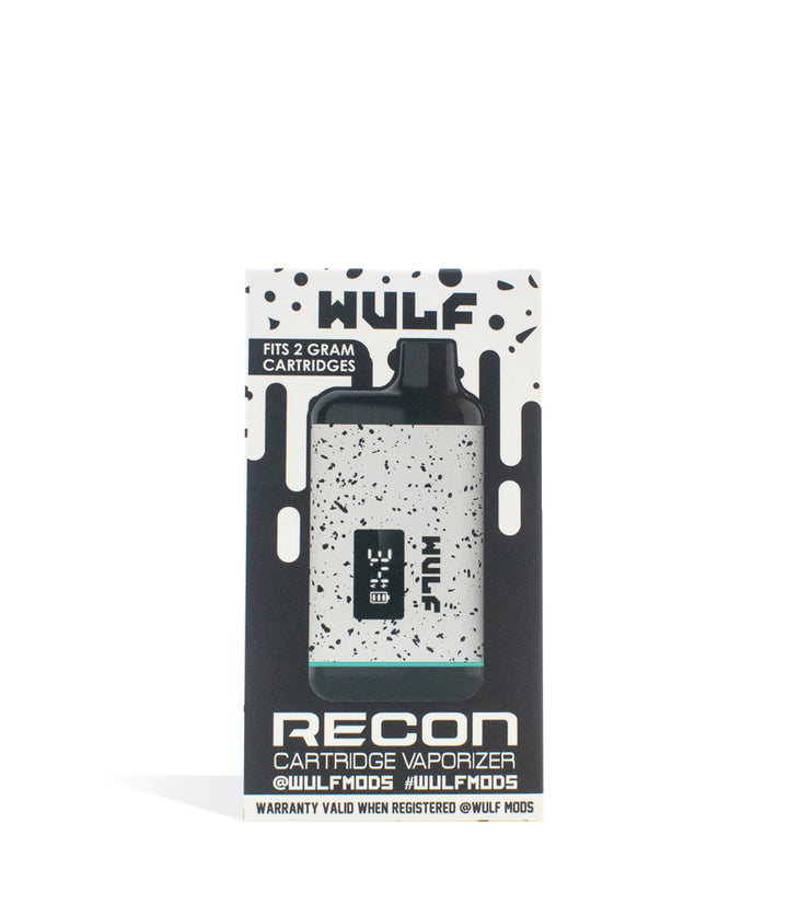White Black Spatter Wulf Mods Recon Cartridge Vaporizer single pack on white background