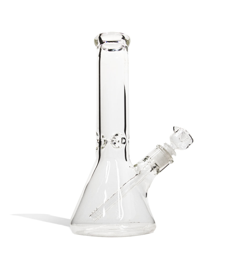 Clear 12 inch Beaker Water Pipe with Ice Pinch and Colored Bowl on white background