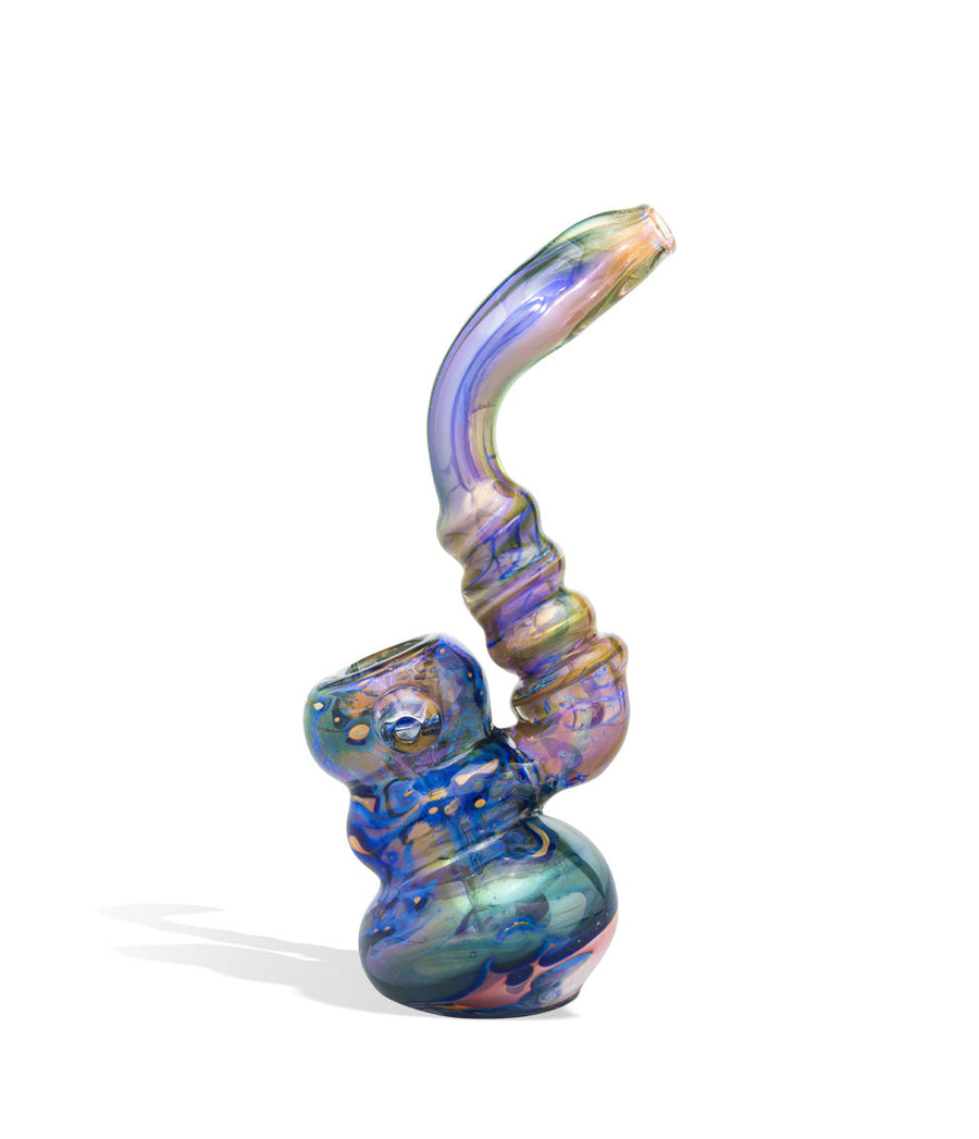 7 inch Double Glass Colored Bubbler on white background