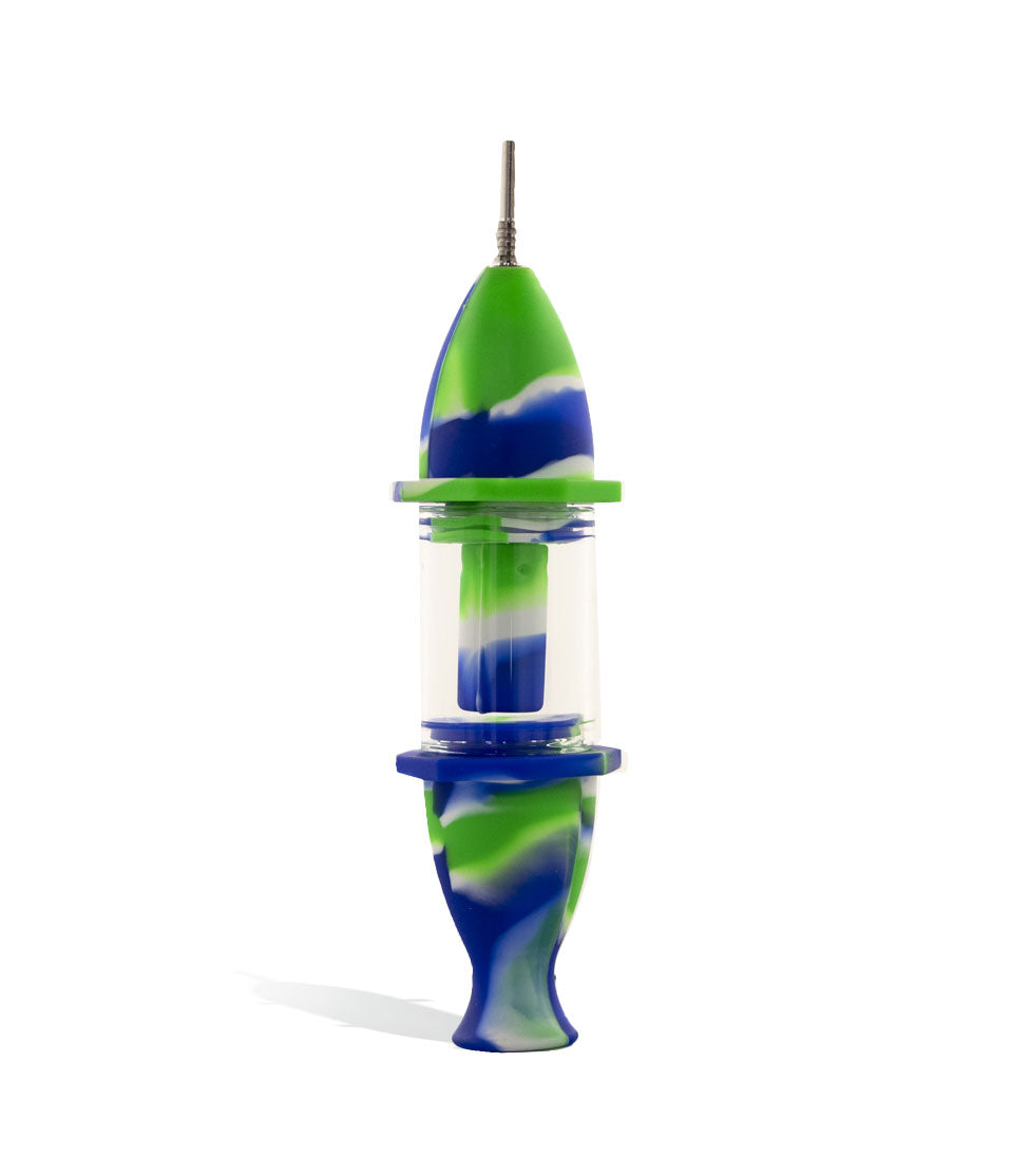 Green/Blue 8 inch Silicone Nectar Collector Set on white background