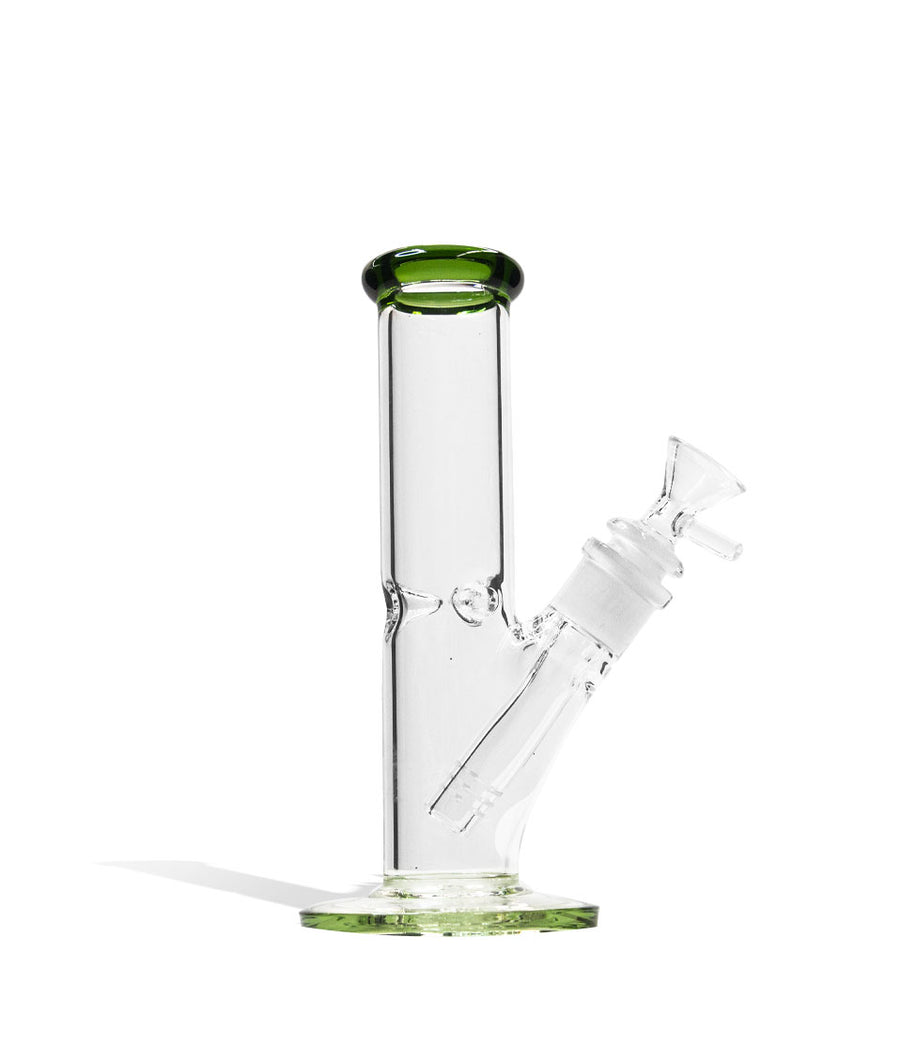 8 Inch Straight Water Pipe with Colored Mouthpiece Front View on White Background