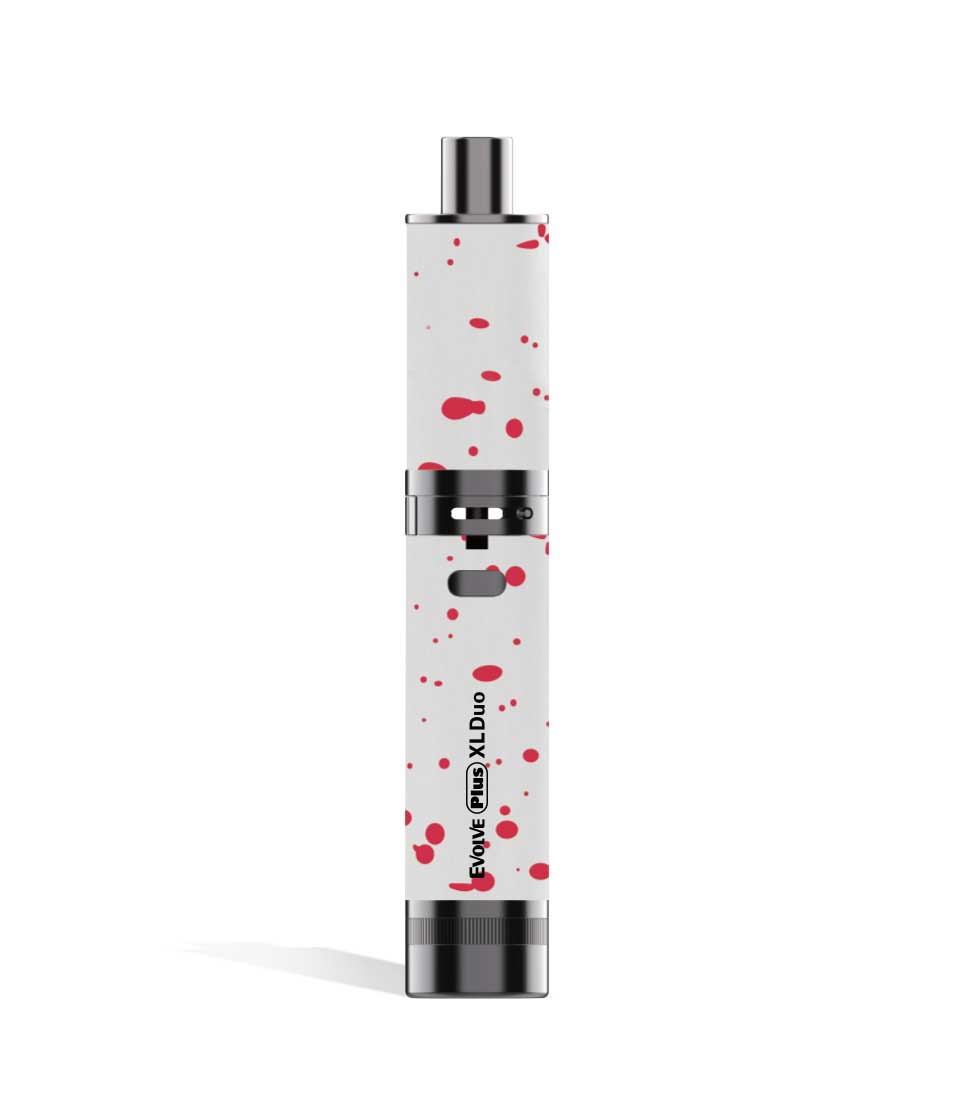 White Red Spatter Dry Herb Wulf Mods Evolve Plus XL Duo 2-in-1 Kit on white studio background