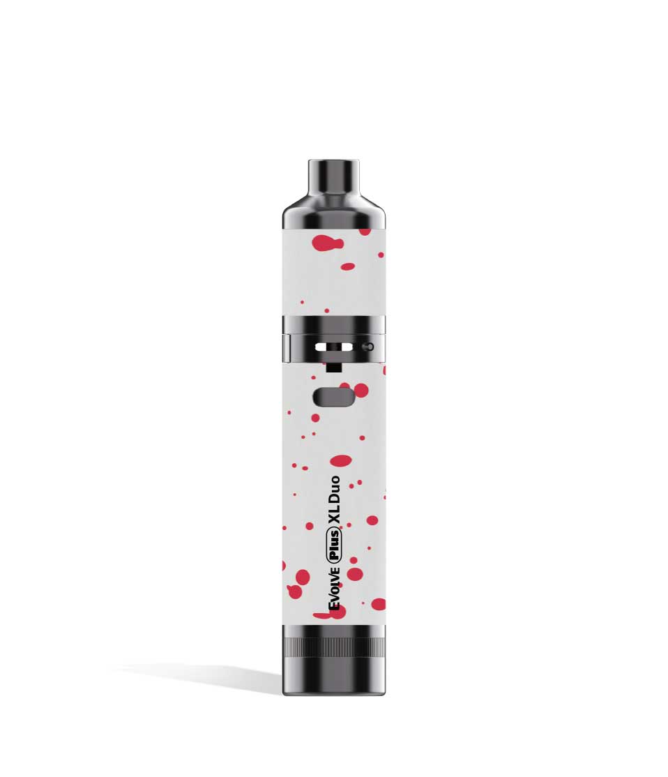 White Red Spatter Wax Pen Wulf Mods Evolve Plus XL Duo 2-in-1 Kit on white studio background