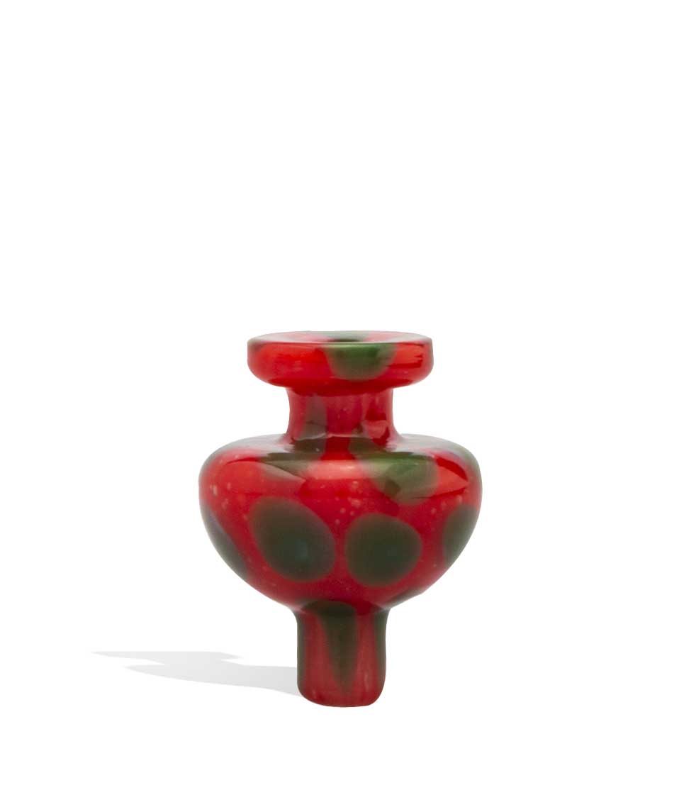 Red Mushroom Design Glass Carb Cap on white background