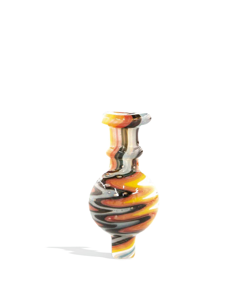 Orange Yellow Black White Spiral Bubble Worked Bubble Cap on white background