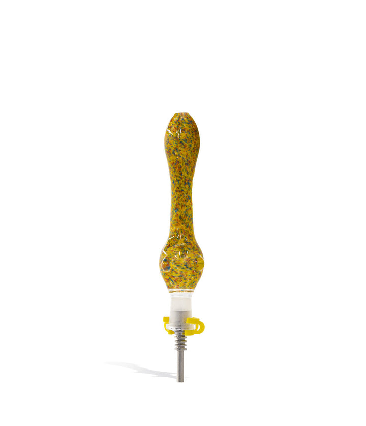 Yellow US Colored Honey Straw with 10mm Stainless Tip on white background