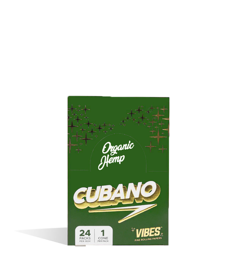 Organic Hemp Vibes Cubano Pre Rolled Cone Display 24k on white studio background