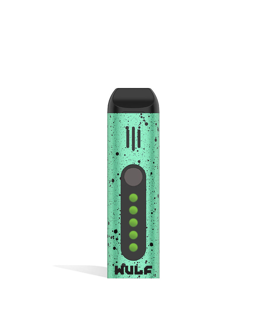 Teal Black Spatter Wulf Mods Flora Portable Dry Herb Vaporizer front view on white background