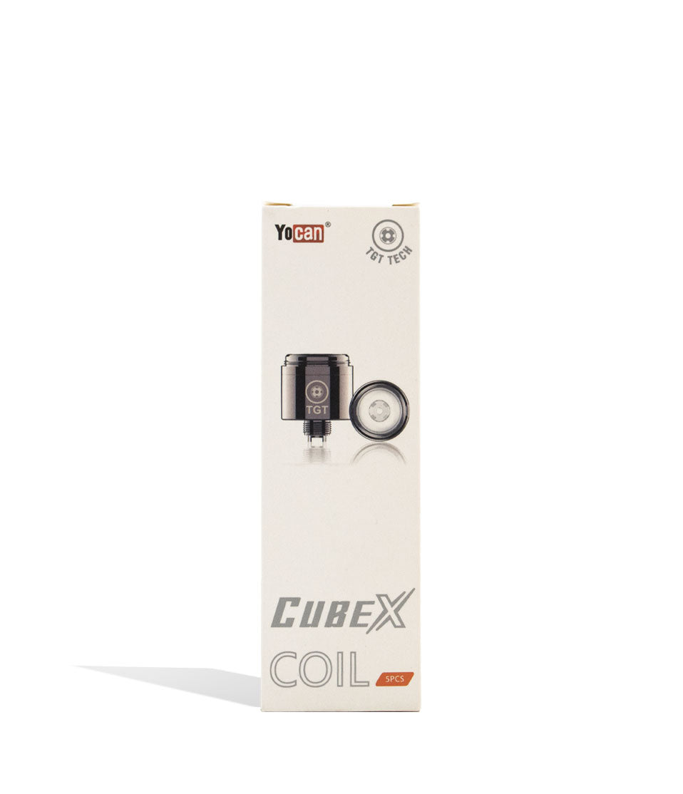 Yocan CubeX Replacement Coil 5pk Packaging Front View on White Background
